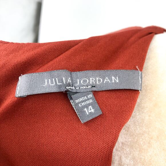 JULIA JORDAN Women's Twist Front Dress Size 14 Rust Orange Flutter Sleeve NWOT - Picture 11 of 13